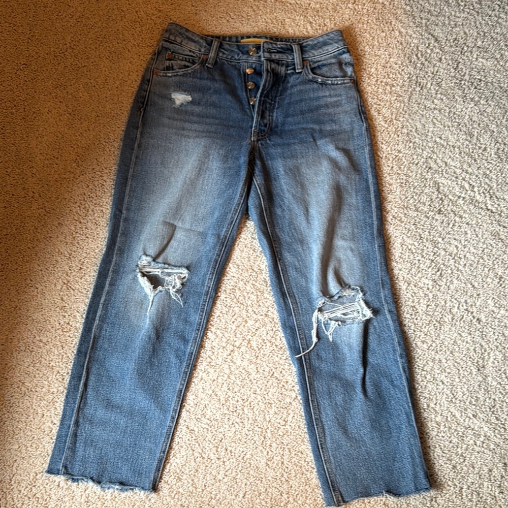 Maurices Blue Straight Leg Distressed Jeans